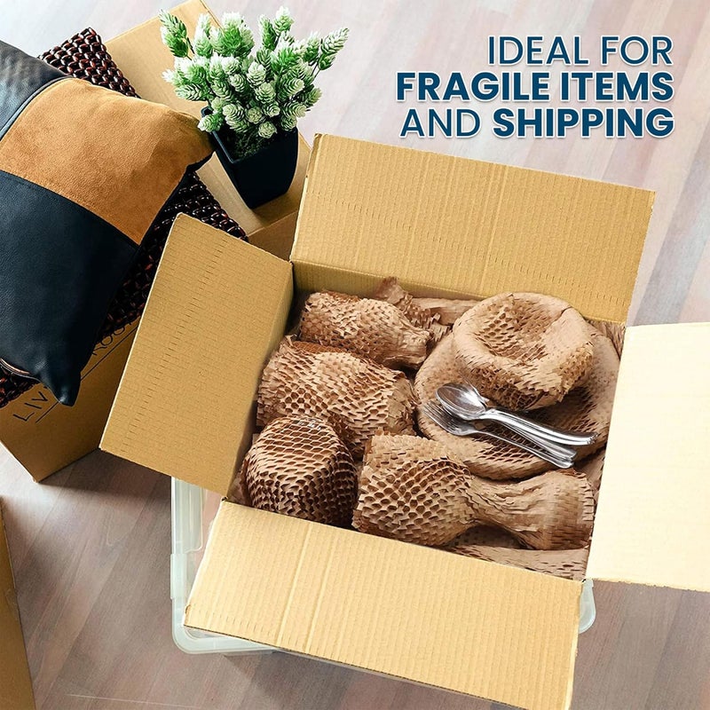 Duravel Honeycomb Cushioning Wrap Paper - 16 Inch x 20 Meter Eco-Friendly Packing Roll - Image 4